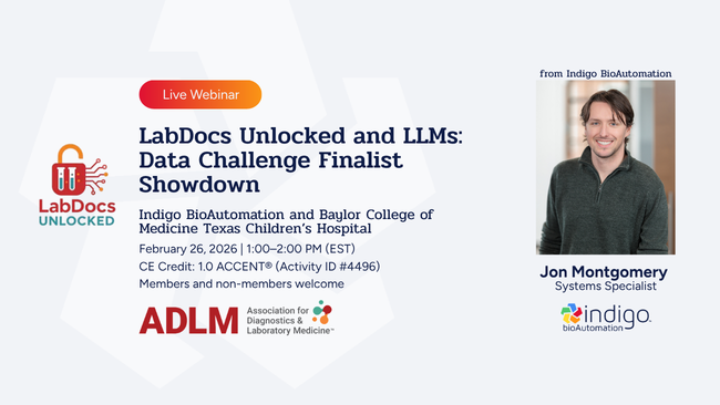 2025 ADLM Data Science Challenge: Indigo BioAutomation Named A Finalist